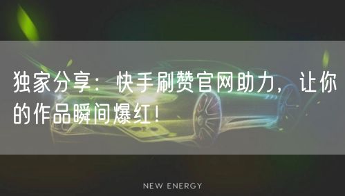 独家分享：快手刷赞官网助力，让你的作品瞬间爆红！