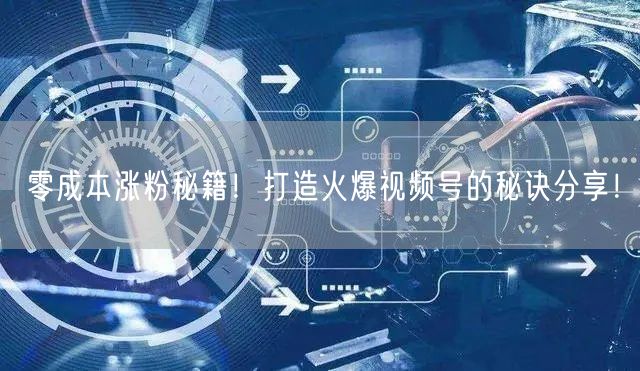 零成本涨粉秘籍！打造火爆视频号的秘诀分享！