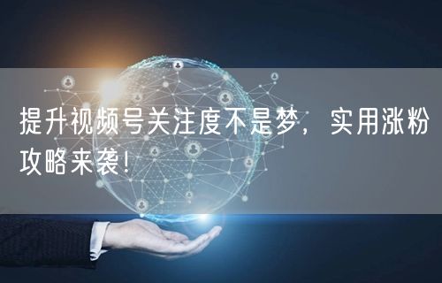 提升视频号关注度不是梦，实用涨粉攻略来袭！