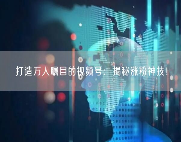 打造万人瞩目的视频号：揭秘涨粉神技！