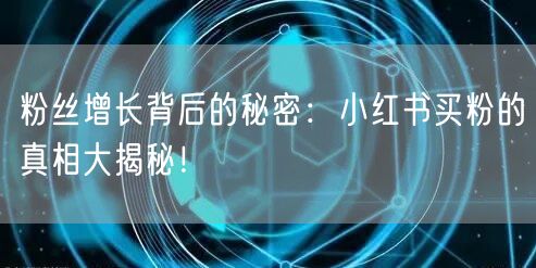 粉丝增长背后的秘密：小红书买粉的真相大揭秘！