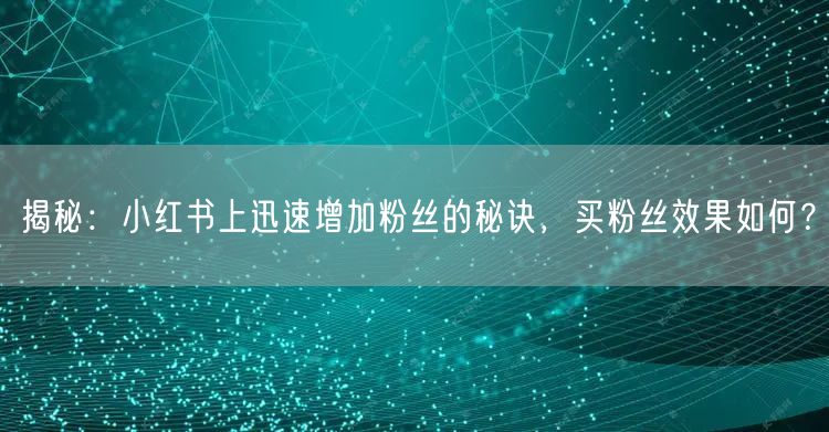 揭秘：小红书上迅速增加粉丝的秘诀，买粉丝效果如何？