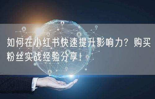 如何在小红书快速提升影响力？购买粉丝实战经验分享！