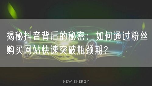 揭秘抖音背后的秘密：如何通过粉丝购买网站快速突破瓶颈期？