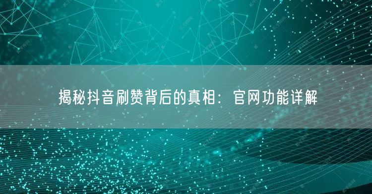 揭秘抖音刷赞背后的真相：官网功能详解